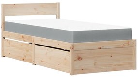 tömör fenyőfa ágy fiókokkal és matraccal 90 x 190 cm