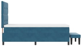 Boxspring Ágy Mattal és Pad Dark Blue 100x200 cm Velvet