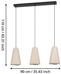 Eglo 390364 - Csillár zsinóron TOLLERIC 3xE27/40W/230V bézs