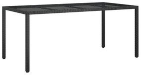 Kerti Étkezőasztal Fekete 190x90x75 cm Polirattan