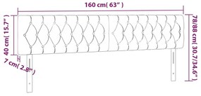 sötétkék bársony LED-es fejtámla 160 x 7 x 78/88 cm