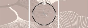 Kép - Bézs színű levelek N⁰1 (órával) (90x30 cm)