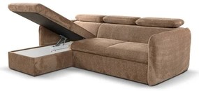 Bejárható sarokkanapé L-alakban, tárolóval, BEJA bézs, balos