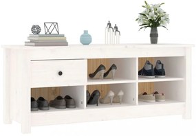 fehér tömör fenyőfa cipősszekrény 110 x 38 x 45,5 cm