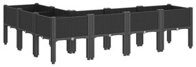 vidaXL fekete PP rácsos kerti ültetőláda 160 x 120 x 42 cm