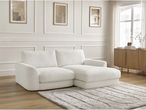 Fehér buklé sarokkanapé (jobb oldali-heverő résszel) Leonore – Bobochic Paris
