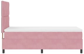Boxspring Ágy Matraccal és LED Rózsaszín 90x190 cm Bársony