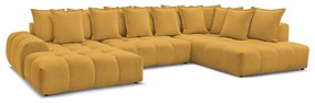 Mustársárga zsenília kinyitható-tárolóhelyes sarokkanapé (jobb oldali-U alakú) Everest – Bobochic Paris