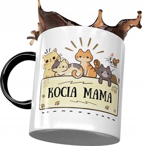 Fekete Bögre Cicával Cuki Ajándék Nyomtatott Fotóval