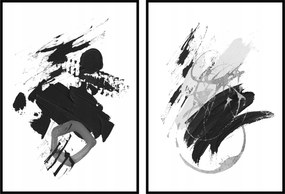 Poszter absztrakt fekete minták diptikus 2x 50x70cm falikép szett