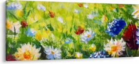 Virágzó rét képe, olajfestmény (120x50 cm)