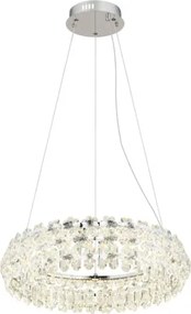 Globo 64140H Függesztett lámpa, krómozott fém, K9 átlátszó kristályok, ø: 600mm, M: 1500mm, tartozék: LED 50W 230V, 6210lm forrás, 4460lm kimenet, 4000K