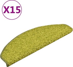vidaXL 15 db zöld, félkör alakú, nagy lépcsőszőnyeg 65 x 21 x 4 cm