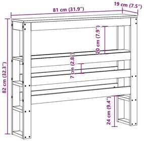 tömör fenyőfa fejtámla polccal 75 cm