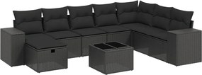 vidaXL 9 részes fekete polyrattan kerti ülőgarnitúra párnákkal