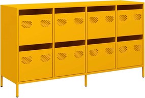 vidaXL mustársárga hidegen hengerelt acél tálalószekrény 135x39x73,5cm