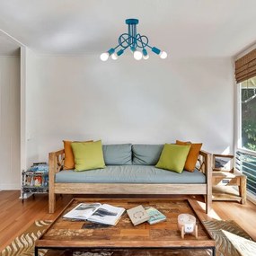 Gyerek mennyezeti lámpa OXFORD 5xE27/15W/230V kék