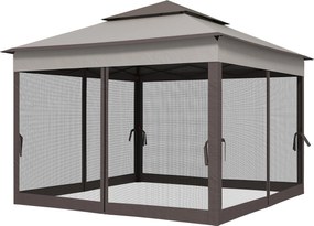 Outsunny Összecsukható Pavilon Kerttábor B oldalfalakkal, Napernyő Kert Pavilon hordtáskával, Világosszürke 3.25 x 3.25 x 2.7 m | Aosom