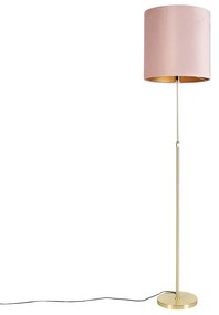Állólámpa arany/bronz rózsaszín bársony búrával 40/40 cm - Parte