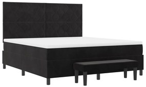 Boxspring Ágy Matrac és Pad Fekete 180x200 cm Velúr