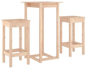 3 részes tömör fenyőfa bárszett