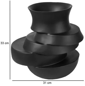 Váza 38x33x36 cm gyanta/matt fekete