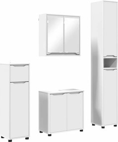 vidaXL Fürdőszoba bútor szett fiókkal polcokkal 4 pcs Fehér Faanyag