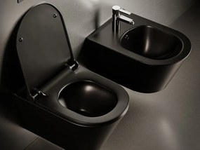 CeraStyle IBIZA fali WC - MATT FEKETE - BEÉPÍTETT bidé funkcióval - perem nélküli - 51 cm