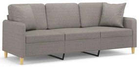 vidaXL 3 személyes tópszínű szövetkanapé díszpárnákkal 180 cm