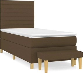 vidaXL sötétbarna szövet rugós ágy matraccal 90 x 190 cm