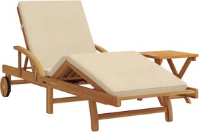 vidaXL Napozó párnával 2 pcs Bézs 40 x 40 x 40cm Tömör akácfa