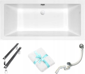 Téglalap alakú akril kád Cersanit Intro 160x75 lábszifon törölköző