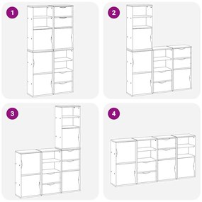 4 db tömörfa fenyőfa oldalsó szekrény ODDA 40x24x79 cm