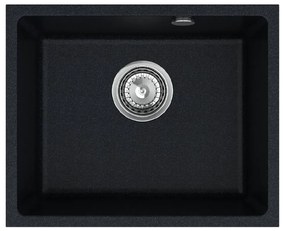 Mosogató Quality Crypton 55, gránit konyhai mosogató 460x375x205 mm + króm szifon, fekete foltos, SKQ-CRY.B.1KBO.55.X