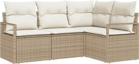 vidaXL Kanapé Szett párnával tárolóval 4 pcs Beige és krém polirattan