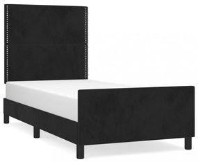 fekete bársony ágykeret fejtámlával 80 x 200 cm
