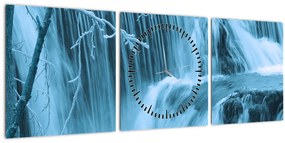 Kép - jeges vízesések (órával) (90x30 cm)