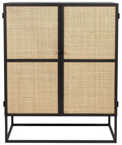 Fekete rattan magas komód 80x100 cm Guuji - White Label