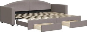 vidaXL tópszínű kihúzható bársonyheverő fiókokkal 80 x 200 cm