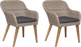 vidaXL 2 db barna polyrattan kültéri szék párnával