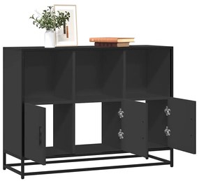 fekete szerelt fa tálalószekrény 100x35x76 cm