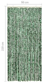 zöld és fehér zsenília rovarfüggöny 90 x 220 cm