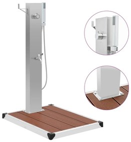 vidaXL kültéri WPC és rozsdamentes acél zuhany és zuhanytálca