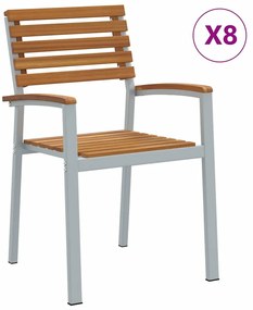 vidaXL Kerti Szék 8 pcs Barna 56 x 57 x 87 cm Tömör Akácfa