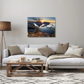 Üveg kép - Hegyi táj, Norvégia (70x50 cm)