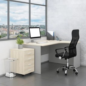 Irodabútor garnitúra SimpleOffice 2, 140 cm, jobb, világos tölgy / szürke