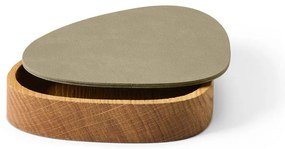 Zöld-natúr színű fedeles-dekoratív fa-öko bőr tárolódoboz 14x12,5x3,5 cm Curve Nupo – LIND DNA
