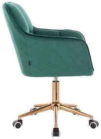 HR550K Sötétzöld modern velúr szék arany lábbal