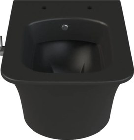 CeraStyle IBIZA fali WC - MATT FEKETE - BEÉPÍTETT bidé funkcióval - perem nélküli - 51 cm