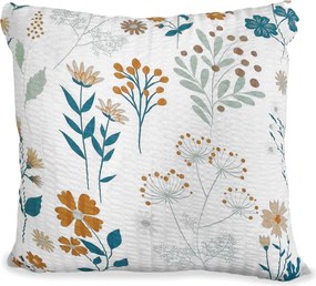 Fakéreg párnahuzat 50x60 fehér mézes zsályás türkiz nyári rét